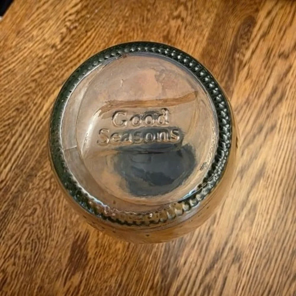 Good Seasons Glass Homemade Salad Dressing Shaker Cruet Black Flip Top Bottle
